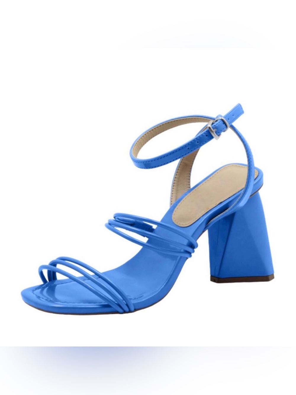 NEW Designer Blue Open Toe Strappy Block Heels